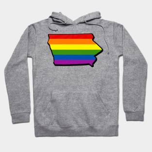 Rainbow Iowa Outline Hoodie